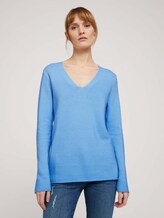 Strukturierter Pullover mit Bio-Baumwolle - Frauen - Clear Light Blue Strukturierter Pullover mit Bio-Baumwolle - Frauen - Clear Light Blue - 1 - TOM TAILOR