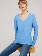 Strukturierter Pullover mit Bio-Baumwolle - Frauen - Clear Light Blue Strukturierter Pullover mit Bio-Baumwolle - Frauen - Clear Light Blue - 5 - TOM TAILOR