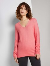 Strukturierter Pullover mit Bio-Baumwolle - Frauen - strong peach tone Strukturierter Pullover mit Bio-Baumwolle - Frauen - strong peach tone - 1 - TOM TAILOR