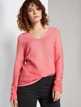 Strukturierter Pullover mit Bio-Baumwolle - Frauen - strong peach tone Strukturierter Pullover mit Bio-Baumwolle - Frauen - strong peach tone - 5 - TOM TAILOR