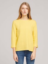 Strukturiertes Sweatshirt mit Seitenschlitzen - Frauen - yellow white mini structure Strukturiertes Sweatshirt mit Seitenschlitzen - Frauen - yellow white mini structure - 1 - TOM TAILOR