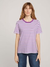 Gestreiftes T-Shirt mit Bio-Baumwolle - Frauen - lilac offwhite stripe Gestreiftes T-Shirt mit Bio-Baumwolle - Frauen - lilac offwhite stripe - 1 - TOM TAILOR