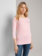 Gestreiftes Shirt mit kleiner Stickerei - Frauen - white peach small stripe Gestreiftes Shirt mit kleiner Stickerei - Frauen - white peach small stripe - 1 - TOM TAILOR