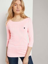 Gestreiftes Shirt mit kleiner Stickerei - Frauen - white peach small stripe Gestreiftes Shirt mit kleiner Stickerei - Frauen - white peach small stripe - 5 - TOM TAILOR