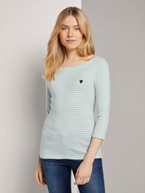 Gestreiftes Shirt - Frauen - white green small stripe Gestreiftes Shirt - Frauen - white green small stripe - 1 - TOM TAILOR