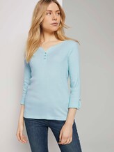 Gestreiftes Henley Shirt - Frauen - offwhite green small stripe Gestreiftes Henley Shirt - Frauen - offwhite green small stripe - 5 - TOM TAILOR