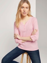 Gestreiftes Henley Shirt mit Bio-Baumwolle - Frauen - offwhite peach small stripe Gestreiftes Henley Shirt mit Bio-Baumwolle - Frauen - offwhite peach small stripe - 5 - TOM TAILOR