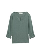 TOM TAILOR Damen Langarmshirt mit Bio-Baumwolle, grün, Meliert, Gr. L