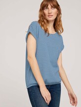 Strukturiertes T-Shirt mit Bio-Baumwolle - Frauen - blue navy popcorn structure Strukturiertes T-Shirt mit Bio-Baumwolle - Frauen - blue navy popcorn structure - 5 - TOM TAILOR