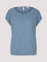 Strukturiertes T-Shirt mit Bio-Baumwolle - Frauen - blue navy popcorn structure Strukturiertes T-Shirt mit Bio-Baumwolle - Frauen - blue navy popcorn structure - 7 - TOM TAILOR