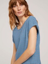 Strukturiertes T-Shirt mit Bio-Baumwolle - Frauen - blue navy popcorn structure Strukturiertes T-Shirt mit Bio-Baumwolle - Frauen - blue navy popcorn structure - 9 - TOM TAILOR