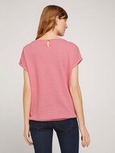 Strukturiertes T-Shirt mit Bio-Baumwolle - Frauen - peach navy popcorn structure Strukturiertes T-Shirt mit Bio-Baumwolle - Frauen - peach navy popcorn structure - 2 - TOM TAILOR