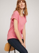 Strukturiertes T-Shirt mit Bio-Baumwolle - Frauen - peach navy popcorn structure Strukturiertes T-Shirt mit Bio-Baumwolle - Frauen - peach navy popcorn structure - 5 - TOM TAILOR