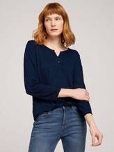 gemustertes T-Shirt mit elatsischem Saum - Frauen - Sky Captain Blue gemustertes T-Shirt mit elatsischem Saum - Frauen - Sky Captain Blue - 5 - TOM TAILOR