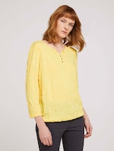 gemustertes T-Shirt mit elatsischem Saum - Frauen - smooth yellow gemustertes T-Shirt mit elatsischem Saum - Frauen - smooth yellow - 1 - TOM TAILOR