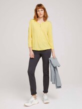 gemustertes T-Shirt mit elatsischem Saum - Frauen - smooth yellow gemustertes T-Shirt mit elatsischem Saum - Frauen - smooth yellow - 3 - TOM TAILOR