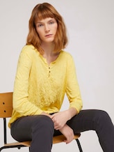 gemustertes T-Shirt mit elatsischem Saum - Frauen - smooth yellow gemustertes T-Shirt mit elatsischem Saum - Frauen - smooth yellow - 5 - TOM TAILOR