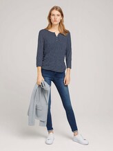 gemustertes T-Shirt mit elatsischem Saum - Frauen - navy dot print gemustertes T-Shirt mit elatsischem Saum - Frauen - navy dot print - 3 - TOM TAILOR