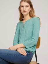 gemustertes T-Shirt mit elatsischem Saum - Frauen - green white minimal design gemustertes T-Shirt mit elatsischem Saum - Frauen - green white minimal design - 5 - TOM TAILOR