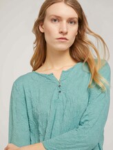 gemustertes T-Shirt mit elatsischem Saum - Frauen - green white minimal design gemustertes T-Shirt mit elatsischem Saum - Frauen - green white minimal design - 9 - TOM TAILOR
