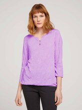 gemustertes T-Shirt mit elatsischem Saum - Frauen - lilac dot design gemustertes T-Shirt mit elatsischem Saum - Frauen - lilac dot design - 1 - TOM TAILOR