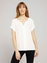 Henley T-Shirt im Materialmix - Frauen - Whisper White Henley T-Shirt im Materialmix - Frauen - Whisper White - 1 - TOM TAILOR