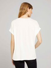 Henley T-Shirt im Materialmix - Frauen - Whisper White Henley T-Shirt im Materialmix - Frauen - Whisper White - 2 - TOM TAILOR