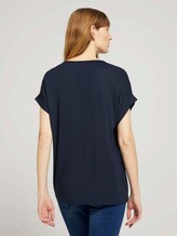 Henley T-Shirt im Materialmix - Frauen - Sky Captain Blue Henley T-Shirt im Materialmix - Frauen - Sky Captain Blue - 2 - TOM TAILOR