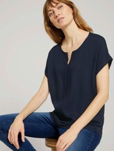 Henley T-Shirt im Materialmix - Frauen - Sky Captain Blue Henley T-Shirt im Materialmix - Frauen - Sky Captain Blue - 5 - TOM TAILOR