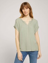 Henley T-Shirt im Materialmix - Frauen - Prairie Grass Green Henley T-Shirt im Materialmix - Frauen - Prairie Grass Green - 1 - TOM TAILOR