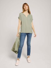 Henley T-Shirt im Materialmix - Frauen - Prairie Grass Green Henley T-Shirt im Materialmix - Frauen - Prairie Grass Green - 3 - TOM TAILOR