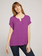 Henley T-Shirt im Materialmix - Frauen - plum blossom lilac Henley T-Shirt im Materialmix - Frauen - plum blossom lilac - 1 - TOM TAILOR