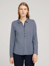 Gemustertes Henley Shirt - Frauen - navy dot print Gemustertes Henley Shirt - Frauen - navy dot print - 1 - TOM TAILOR