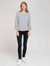 Meliertes Shirt mit elastischem Bund - Frauen - Silver Grey Melange Meliertes Shirt mit elastischem Bund - Frauen - Silver Grey Melange - 3 - TOM TAILOR
