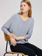 Meliertes Shirt mit elastischem Bund - Frauen - Silver Grey Melange Meliertes Shirt mit elastischem Bund - Frauen - Silver Grey Melange - 5 - TOM TAILOR
