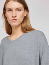 Meliertes Shirt mit elastischem Bund - Frauen - Silver Grey Melange Meliertes Shirt mit elastischem Bund - Frauen - Silver Grey Melange - 9 - TOM TAILOR