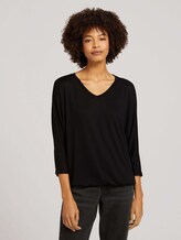 Gemêleerd shirt met elastische tailleband - Vrouwen - deep black Gemêleerd shirt met elastische tailleband - Vrouwen - deep black - 1 - TOM TAILOR