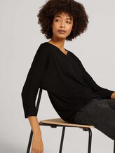 Gemêleerd shirt met elastische tailleband - Vrouwen - deep black Gemêleerd shirt met elastische tailleband - Vrouwen - deep black - 5 - TOM TAILOR