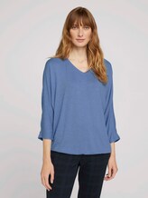 Meliertes Shirt mit elastischem Bund - Frauen - sea blue melange Meliertes Shirt mit elastischem Bund - Frauen - sea blue melange - 1 - TOM TAILOR