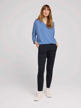Meliertes Shirt mit elastischem Bund - Frauen - sea blue melange Meliertes Shirt mit elastischem Bund - Frauen - sea blue melange - 3 - TOM TAILOR