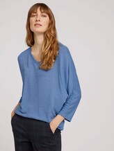 Meliertes Shirt mit elastischem Bund - Frauen - sea blue melange Meliertes Shirt mit elastischem Bund - Frauen - sea blue melange - 5 - TOM TAILOR