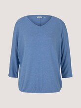 Meliertes Shirt mit elastischem Bund - Frauen - sea blue melange Meliertes Shirt mit elastischem Bund - Frauen - sea blue melange - 7 - TOM TAILOR