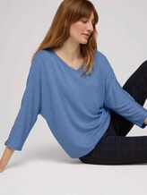 Meliertes Shirt mit elastischem Bund - Frauen - sea blue melange Meliertes Shirt mit elastischem Bund - Frauen - sea blue melange - 9 - TOM TAILOR