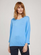 Meliertes Shirt mit elastischem Bund - Frauen - soft cloud blue melange Meliertes Shirt mit elastischem Bund - Frauen - soft cloud blue melange - 1 - TOM TAILOR