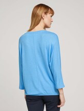 Meliertes Shirt mit elastischem Bund - Frauen - soft cloud blue melange Meliertes Shirt mit elastischem Bund - Frauen - soft cloud blue melange - 2 - TOM TAILOR