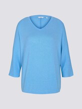 Meliertes Shirt mit elastischem Bund - Frauen - soft cloud blue melange Meliertes Shirt mit elastischem Bund - Frauen - soft cloud blue melange - 7 - TOM TAILOR