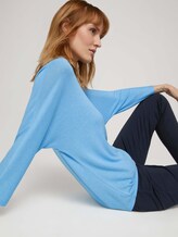 Meliertes Shirt mit elastischem Bund - Frauen - soft cloud blue melange Meliertes Shirt mit elastischem Bund - Frauen - soft cloud blue melange - 9 - TOM TAILOR