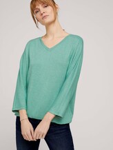 Meliertes Shirt mit elastischem Bund - Frauen - soft leaf green melange Meliertes Shirt mit elastischem Bund - Frauen - soft leaf green melange - 5 - TOM TAILOR