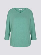 Meliertes Shirt mit elastischem Bund - Frauen - soft leaf green melange Meliertes Shirt mit elastischem Bund - Frauen - soft leaf green melange - 7 - TOM TAILOR