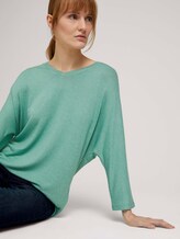 Meliertes Shirt mit elastischem Bund - Frauen - soft leaf green melange Meliertes Shirt mit elastischem Bund - Frauen - soft leaf green melange - 9 - TOM TAILOR